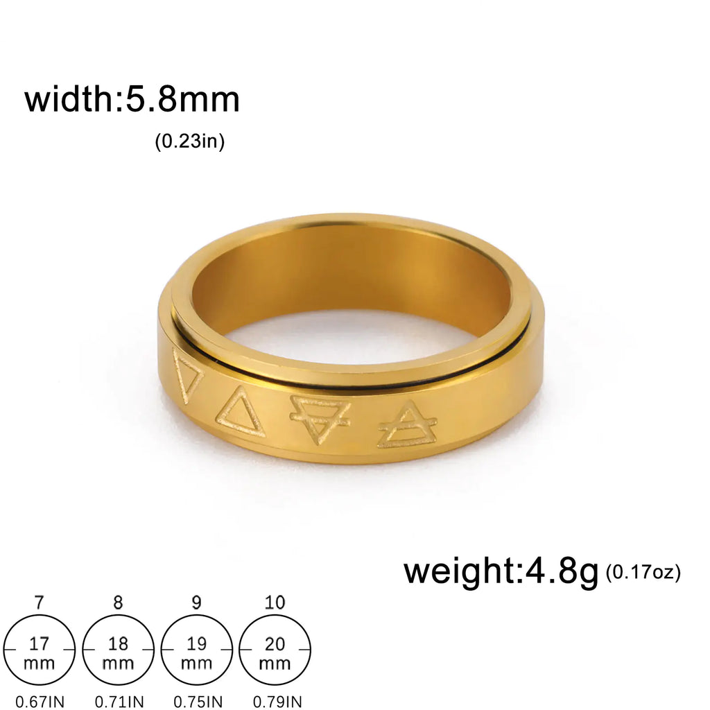 Rotatable Triangle Pattern Stainless Steel Ring